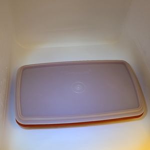 Vintage Tupperware Paprika Orange Rectangle #816-12 Deli Meat Cheese Keeper